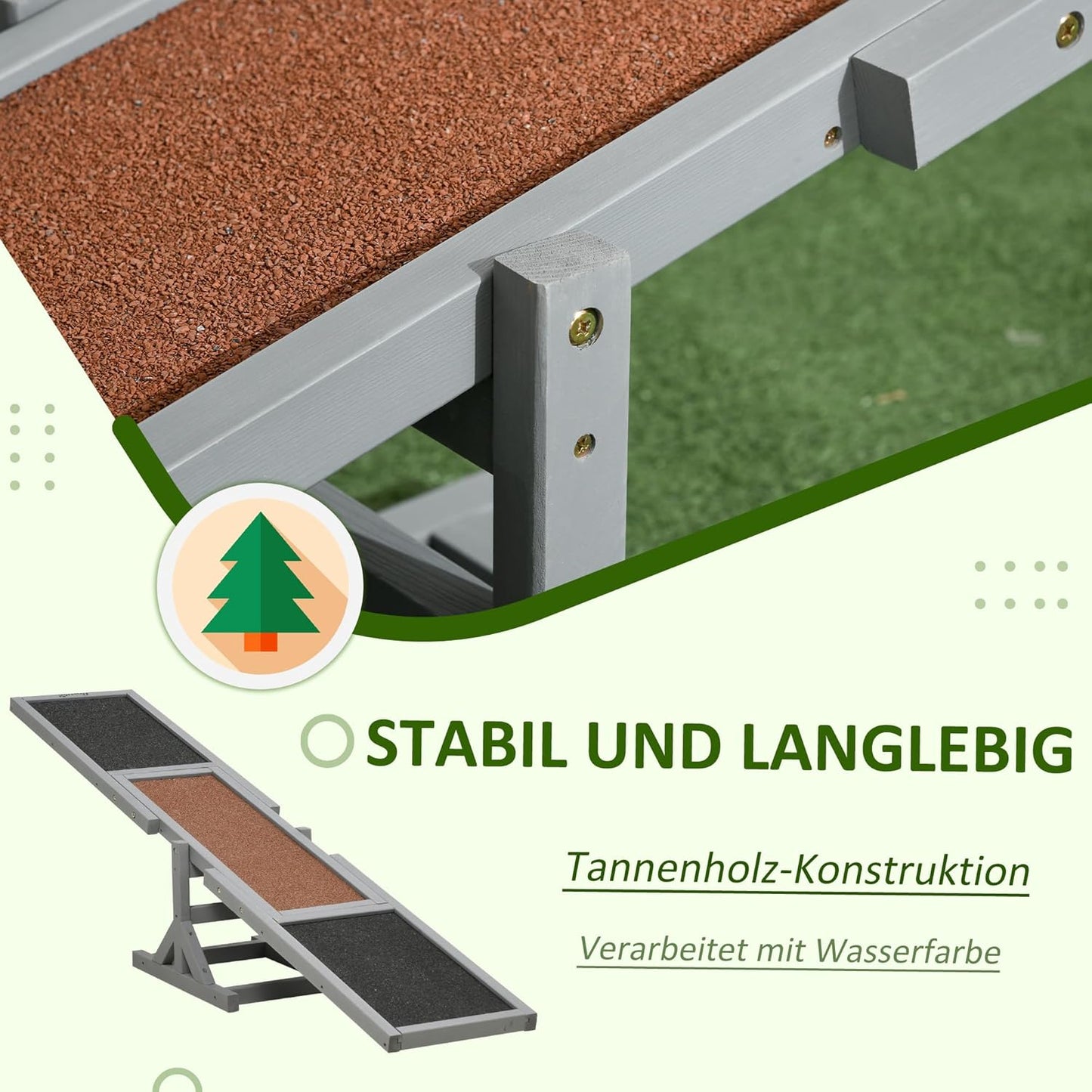 Hundewippe mit Anti-Rutsch Belag, Grau