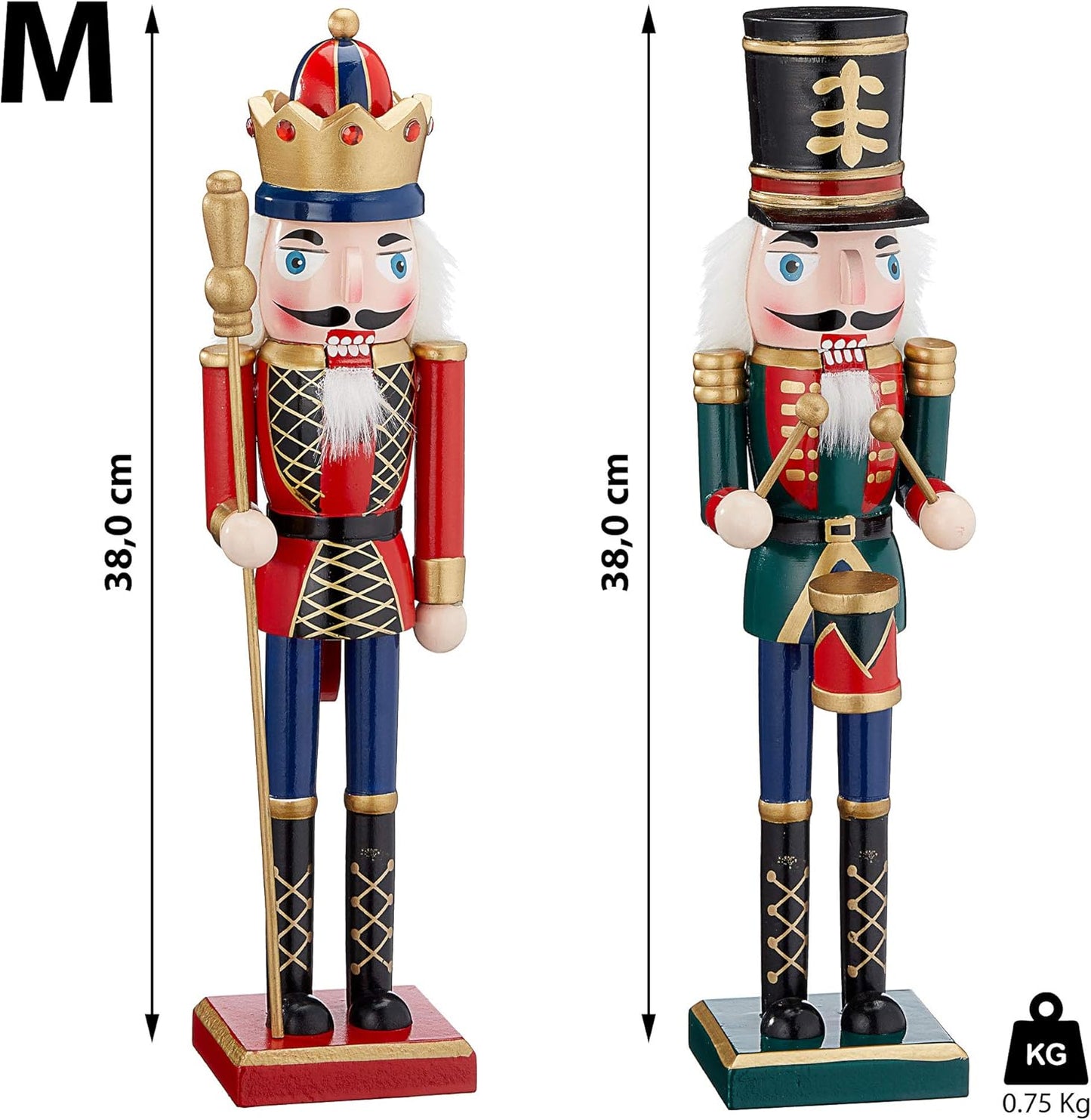 Nussknacker Set, 1 X Nussknacker Set "König+trommler" R/G 38 Cm