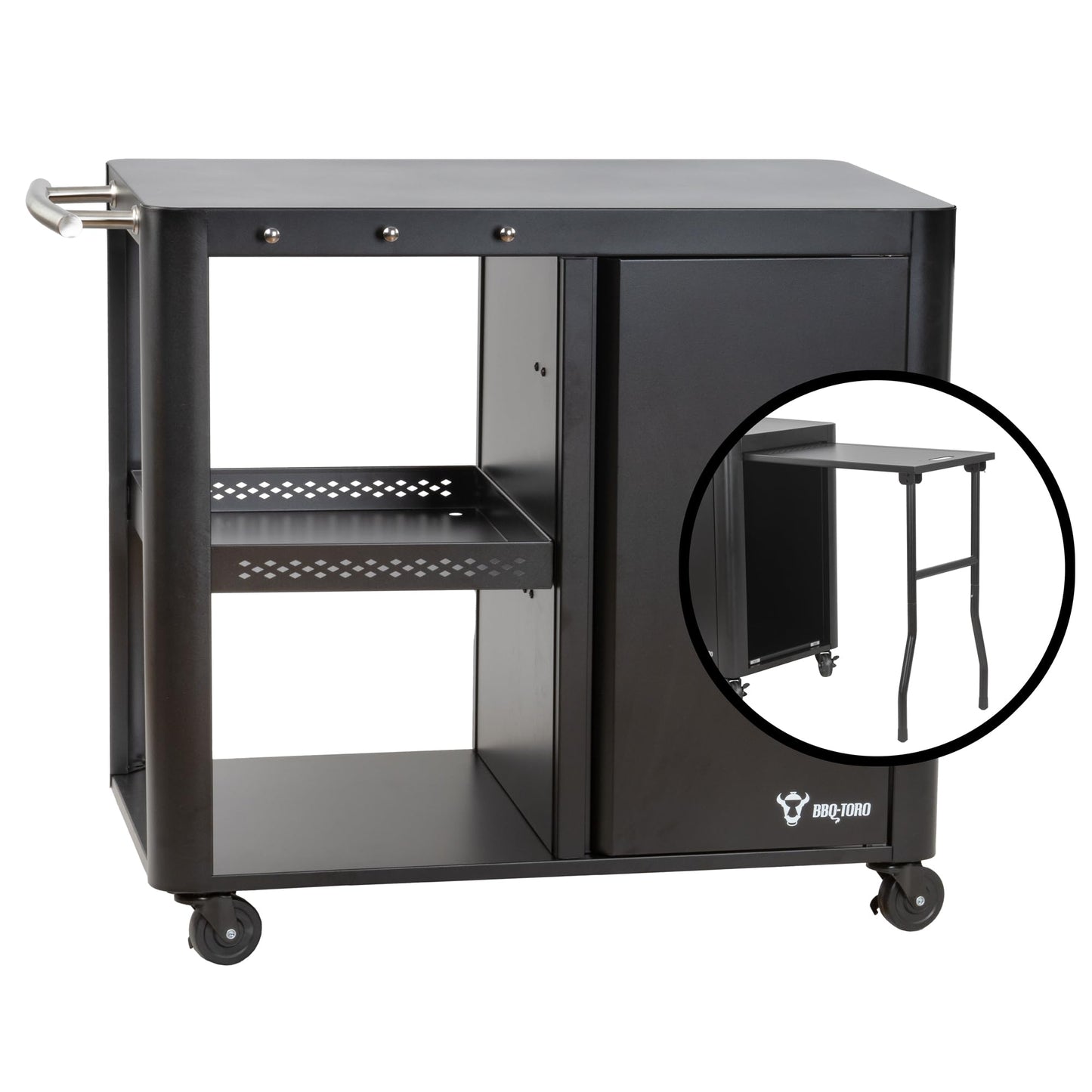 Grillwagen mit grosser Arbeitsfläche, 95 x 50 x 80 cm, Schwarz