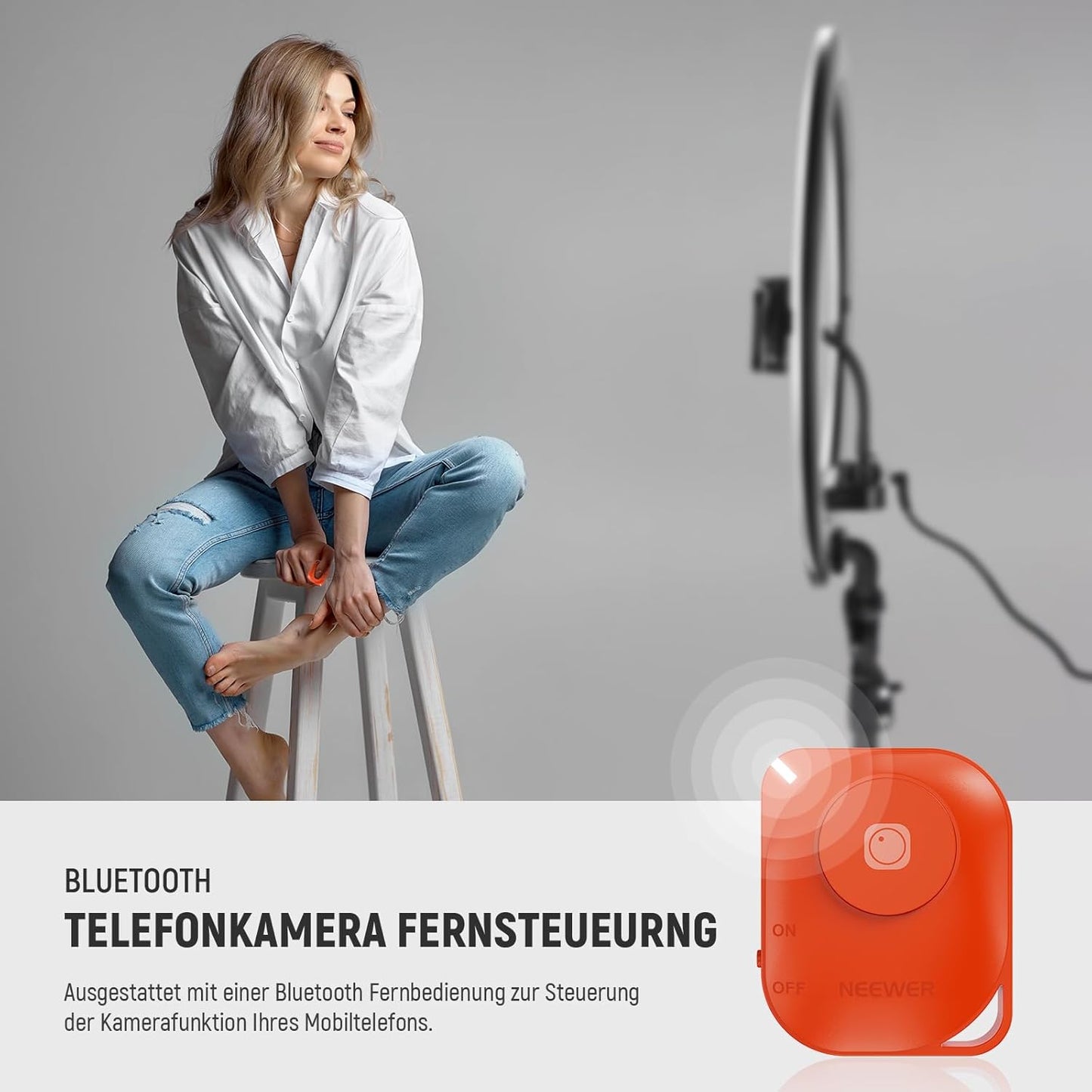 Ringlicht RP18B Pro mit Stativ und Handyhalterung, RP18B Pro mit Reinigungstuch