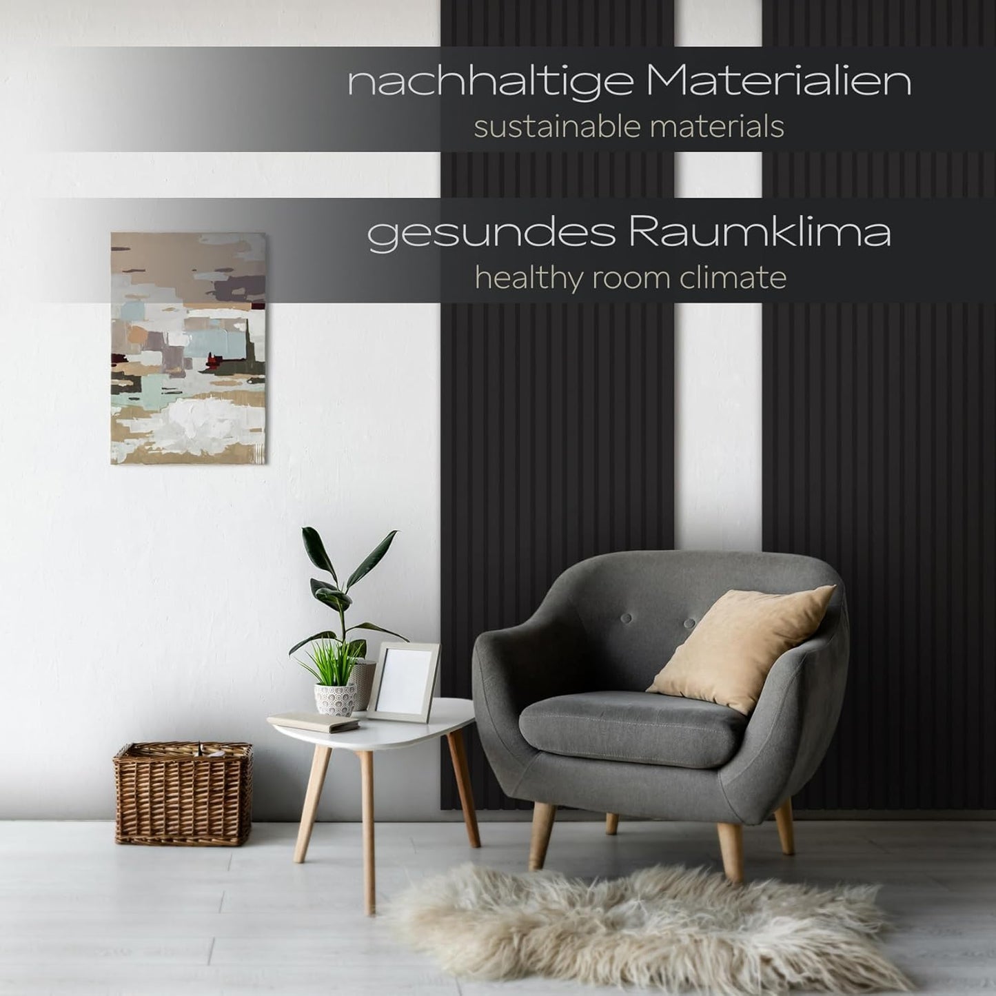APF12 Akustikpaneele Lamellenwand, 1x 1.18 Meter - 0.708 m² Black Edition