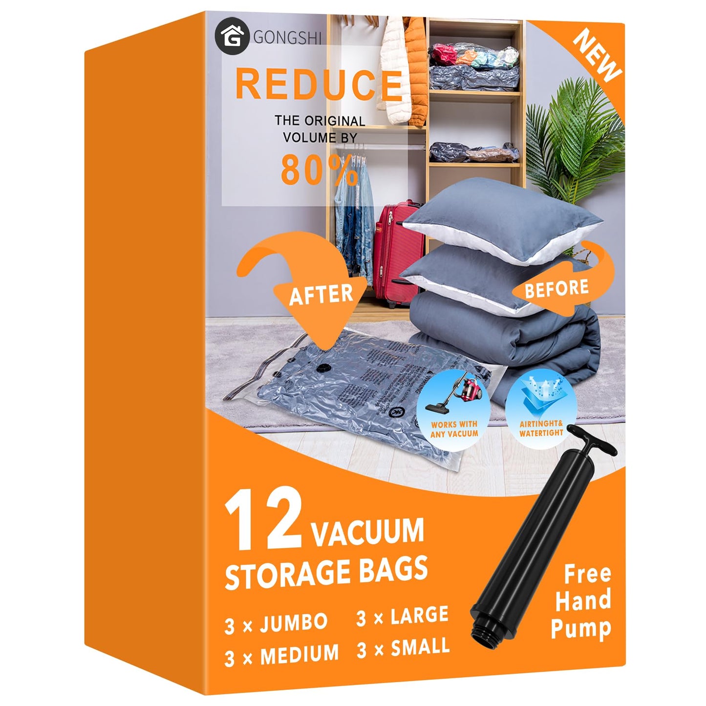 12-teiliges Vakuumbeutel-Set für Kleidung & Bettdecken, 12 COMBO