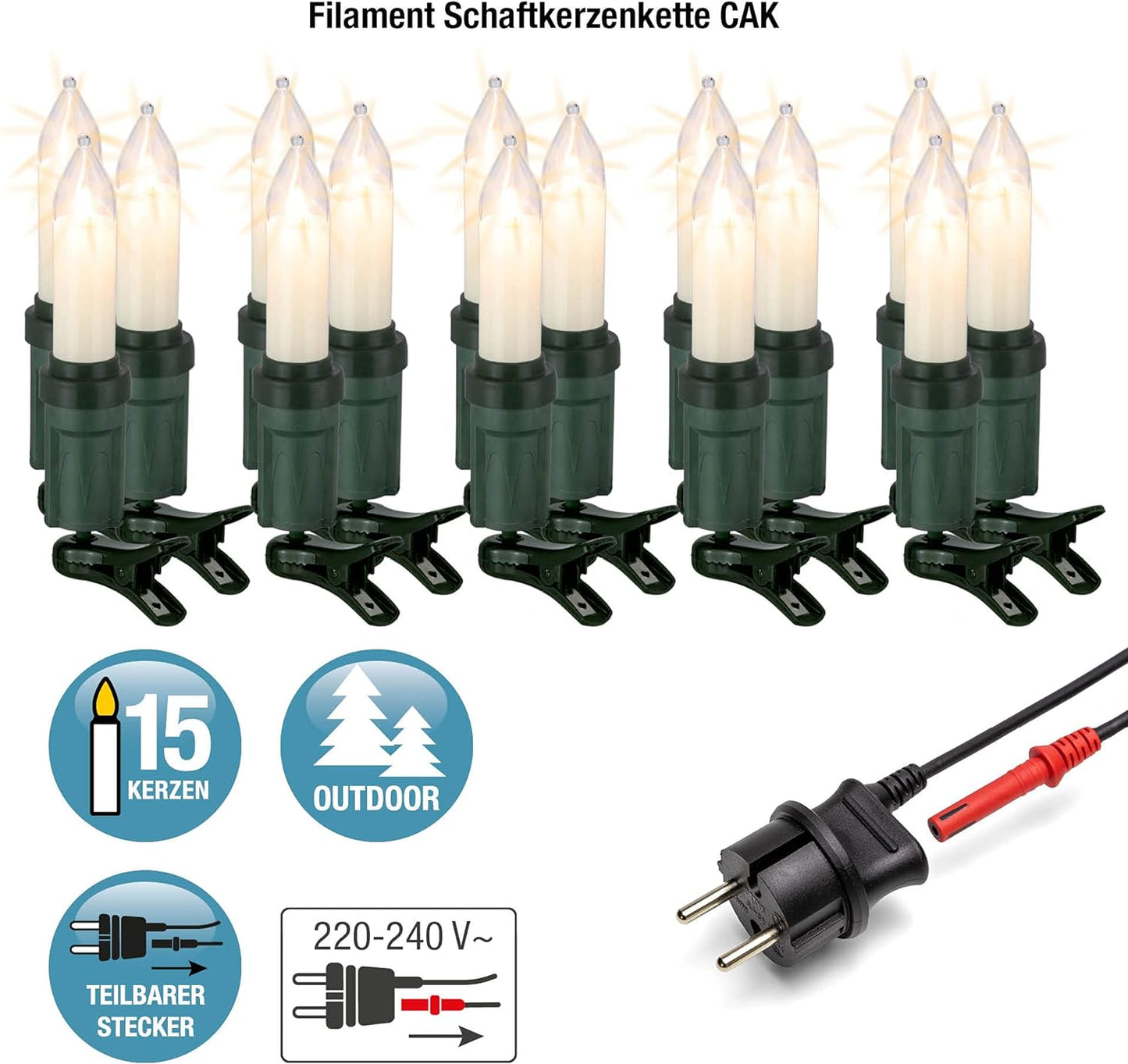 Lichterkette, 15 Lichter/14m beleuchtet