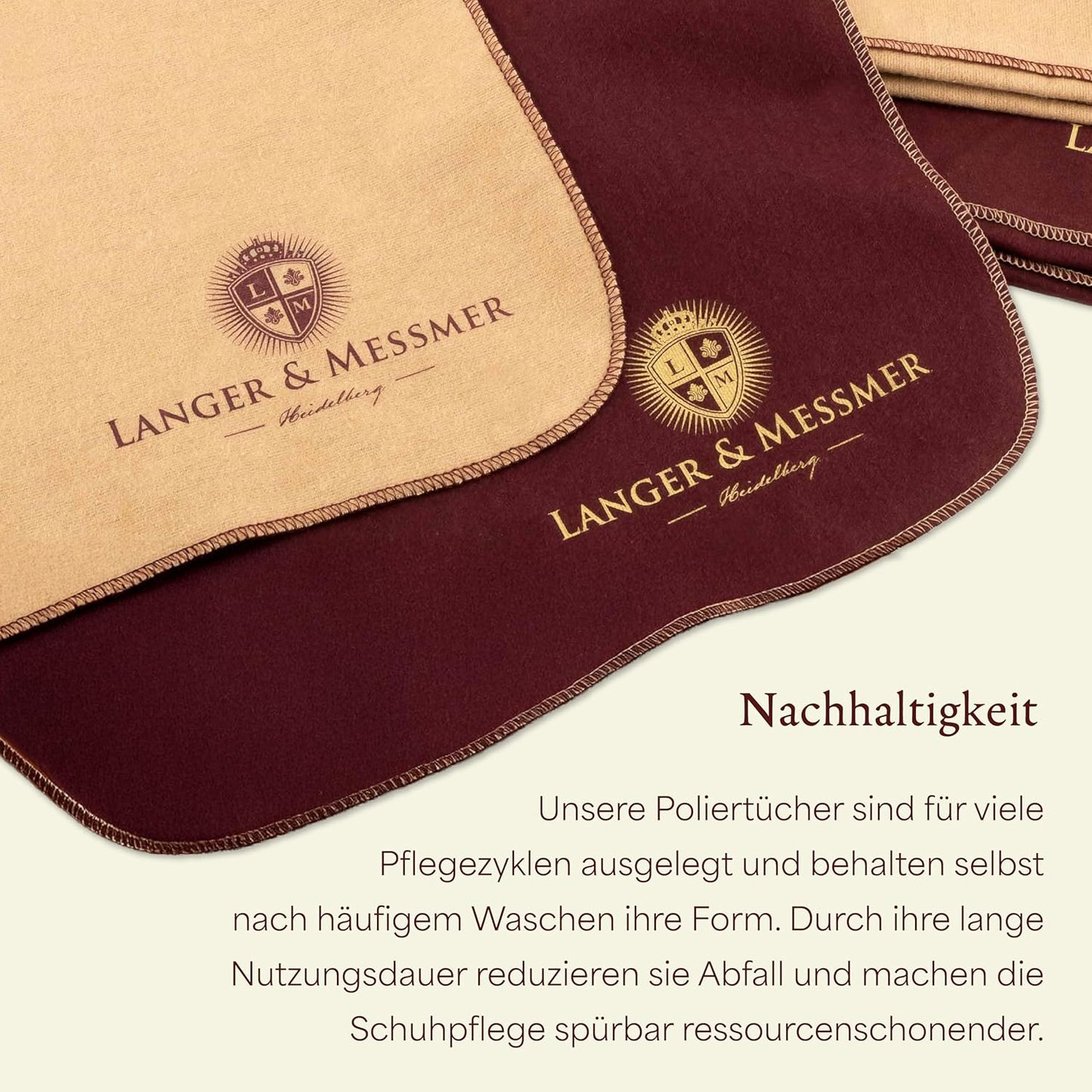 10er-Set Poliertücher für Glattlederpflege, 10er Set Beige / Bordeaux