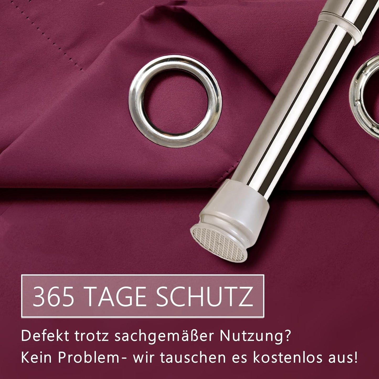 Thermo-Türvorhang mit Stange & Magneten, H200 x B150 cm (1er Pack) Türvorhang Berry + Stange Silber 55-90 Cm