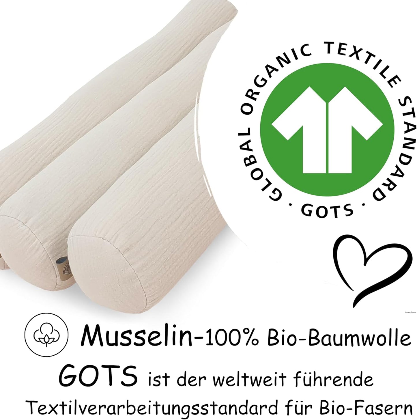 Kissenrollen Set, 10 x 60 cm Beige