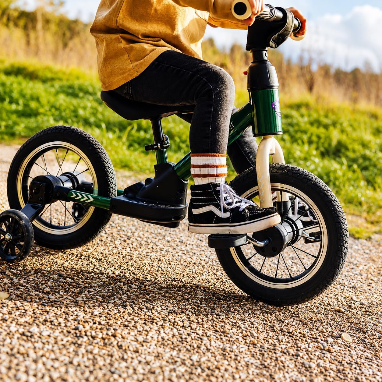 3in1 Laufrad mit LED-Stützrädern und Pedalen, Sanftes Grün