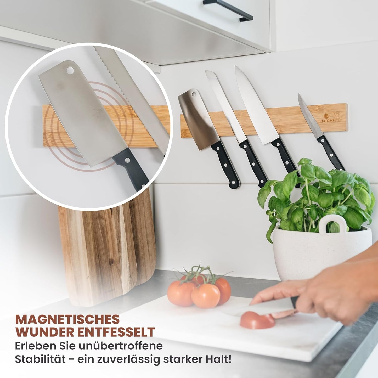Magnetische Messerleiste, Messerleiste Bambus Bambus