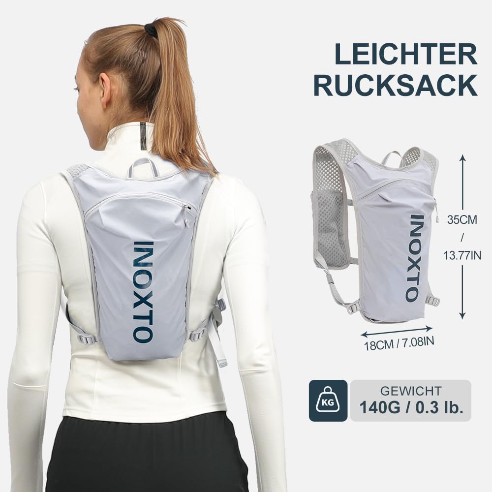 Trinkrucksack mit 1.5l Wasserblase, Hellgrau dunkelblau Standard