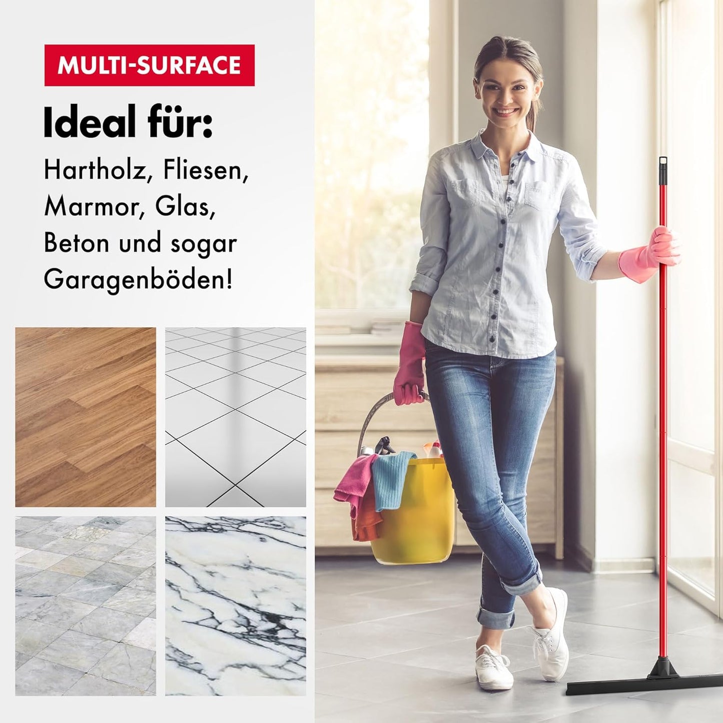 Wasserschieber Bodenabzieher mit 140cm Griff