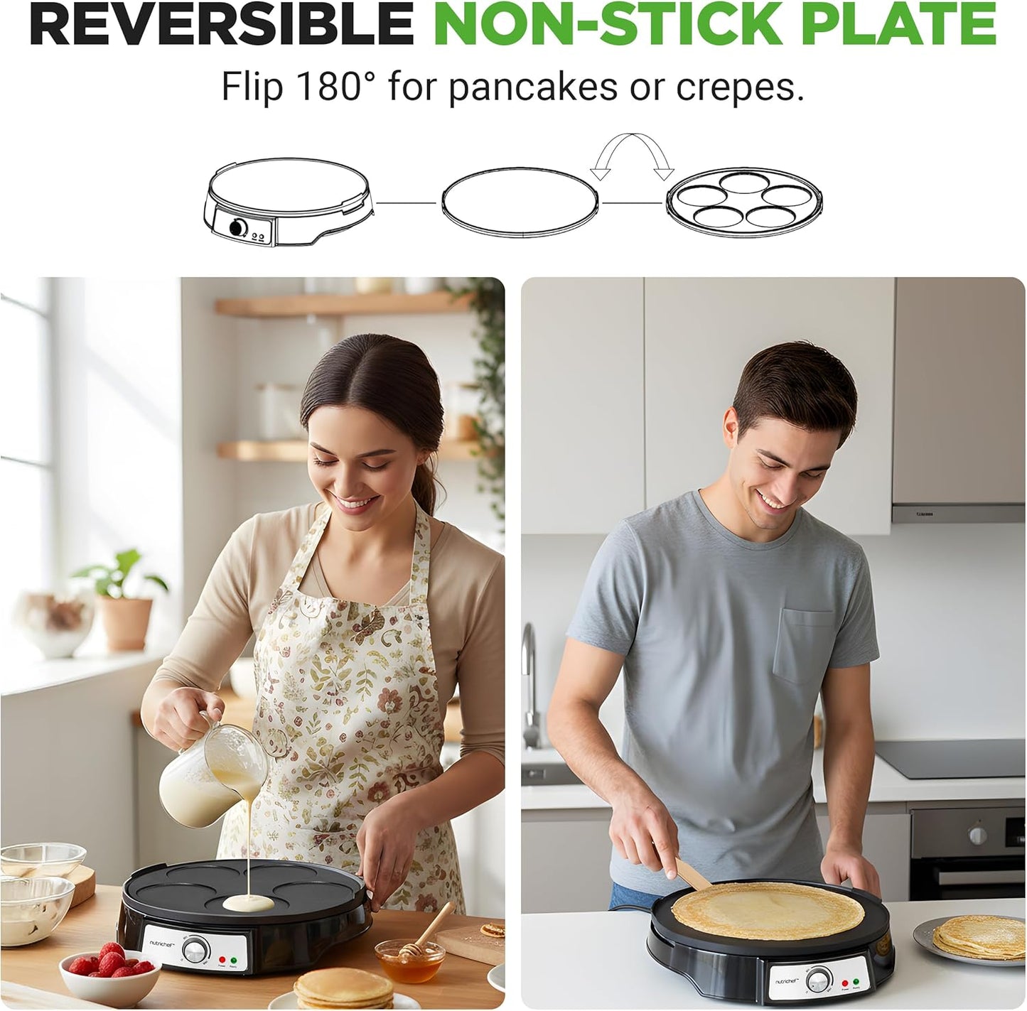 Crêpes-Maker mit Wendeplatte und Temperaturregelung, Wendbare Grillplatte