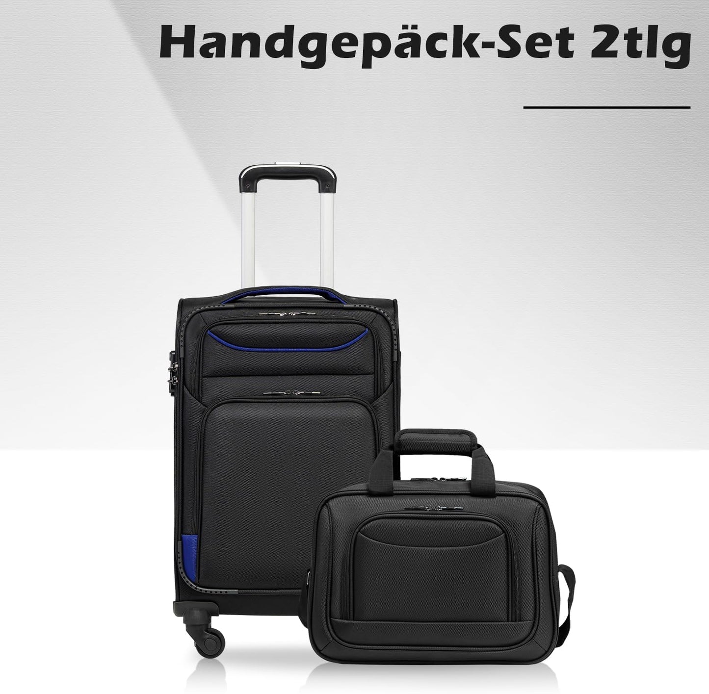 2-teiliges Handgepäck-Set, Handgepäck-Set 2tlg Schwarz+blau