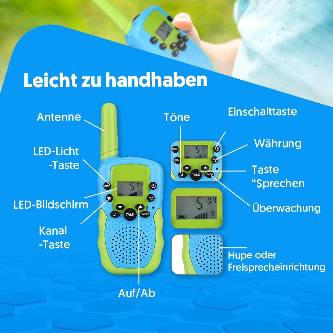 Walkie-Talkies für Kinder, Blau/Grün