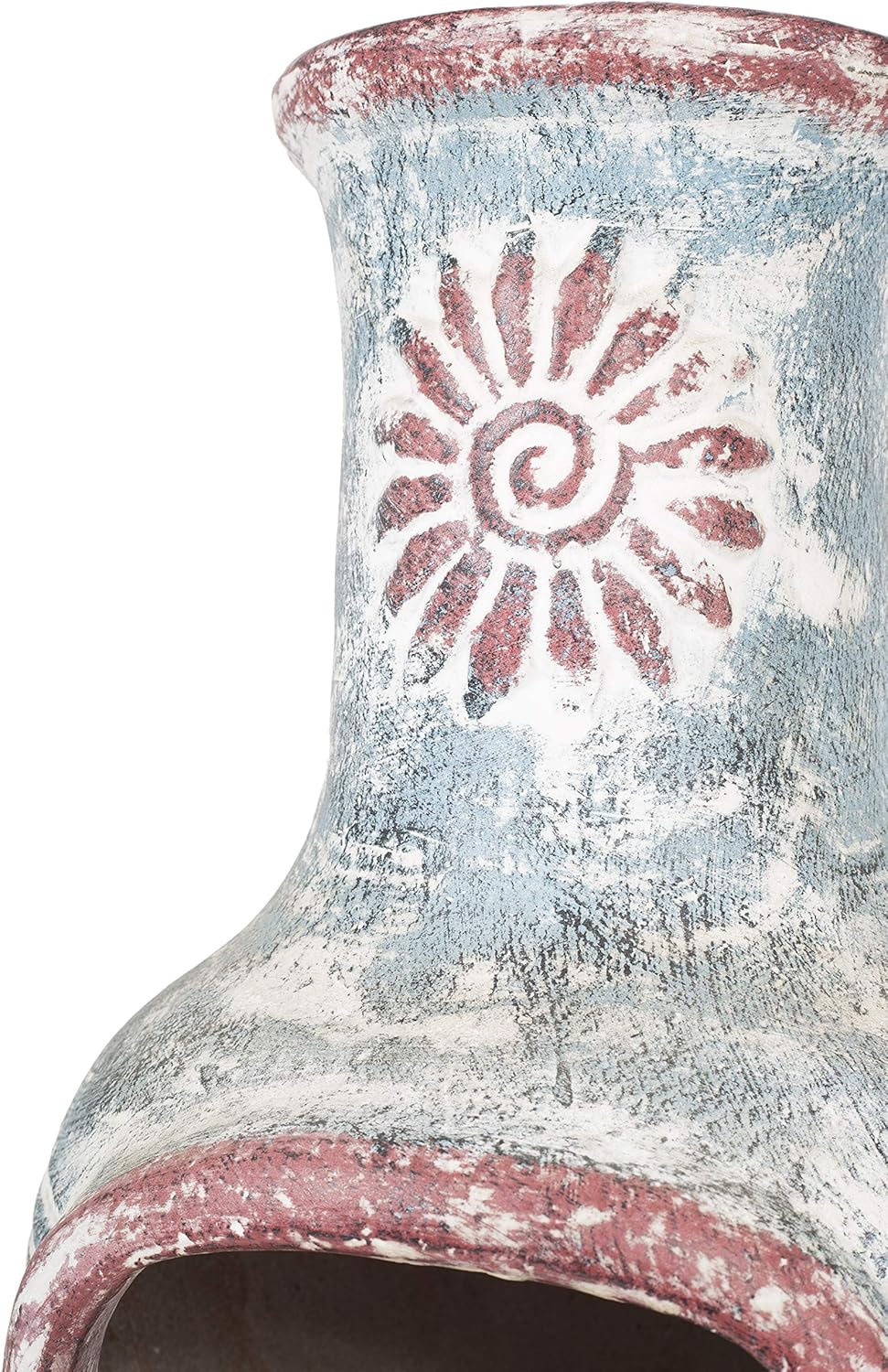 Traditioneller Swirl Clay Chimenea mit Regenabdeckung, Swirl
