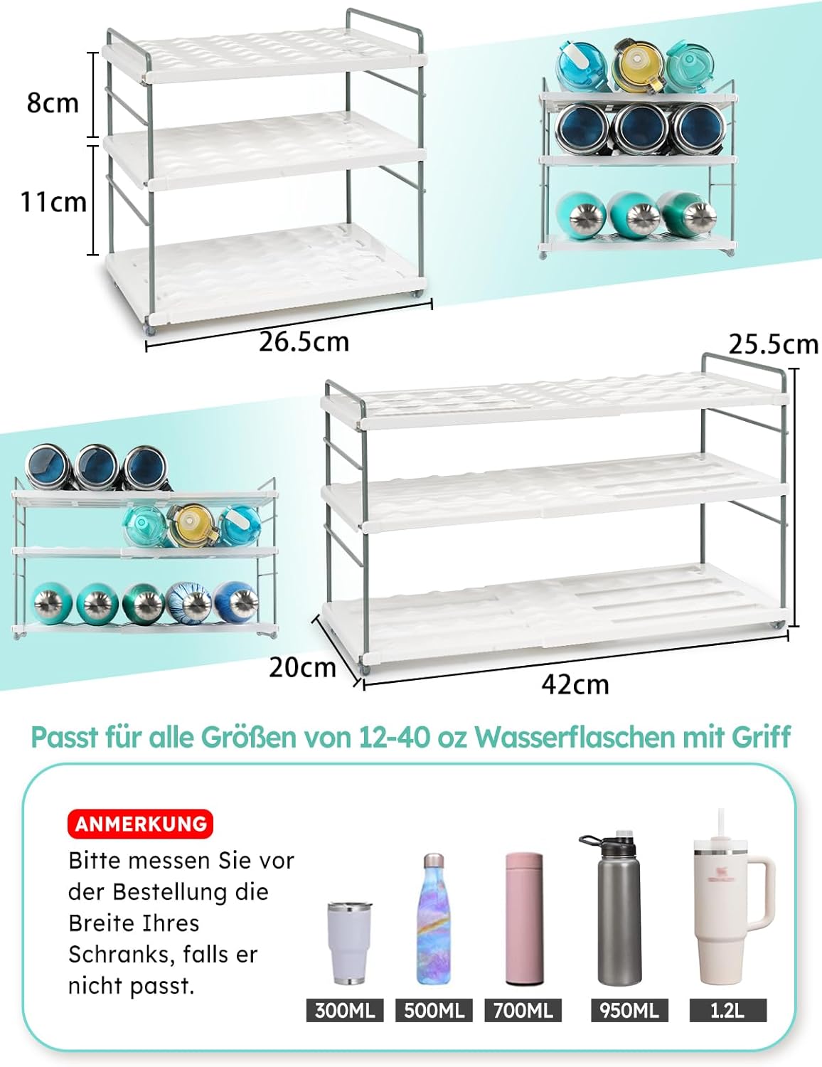 Verstellbarer Flaschenhalter, Weiß
