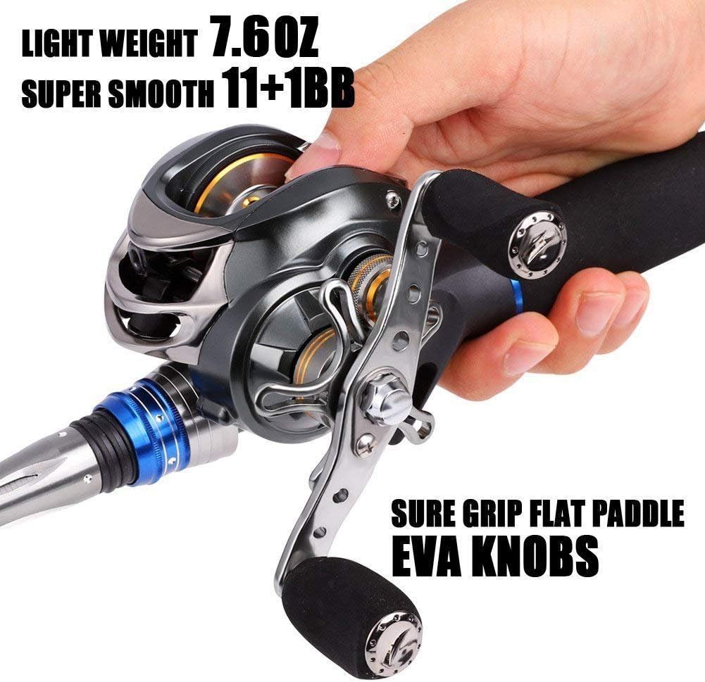 Baitcast-Angelrolle mit Doppelbremse 11+1BB, 8,2 kg 11+1BB, Rechtshänder