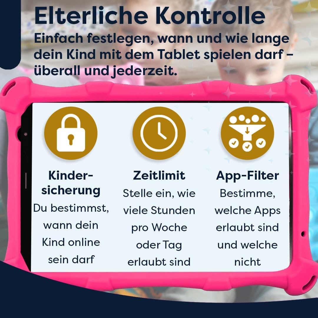 Kinder-Tablet PRO MAX mit Kopfhörern, Kinderpaket Rosa
