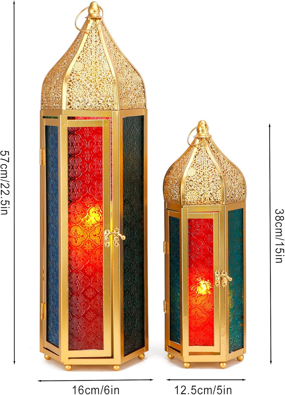 Dekorative Ramadan-Kerzenlaternen-Set (2 Stück), 16 x 14 x 57 cm