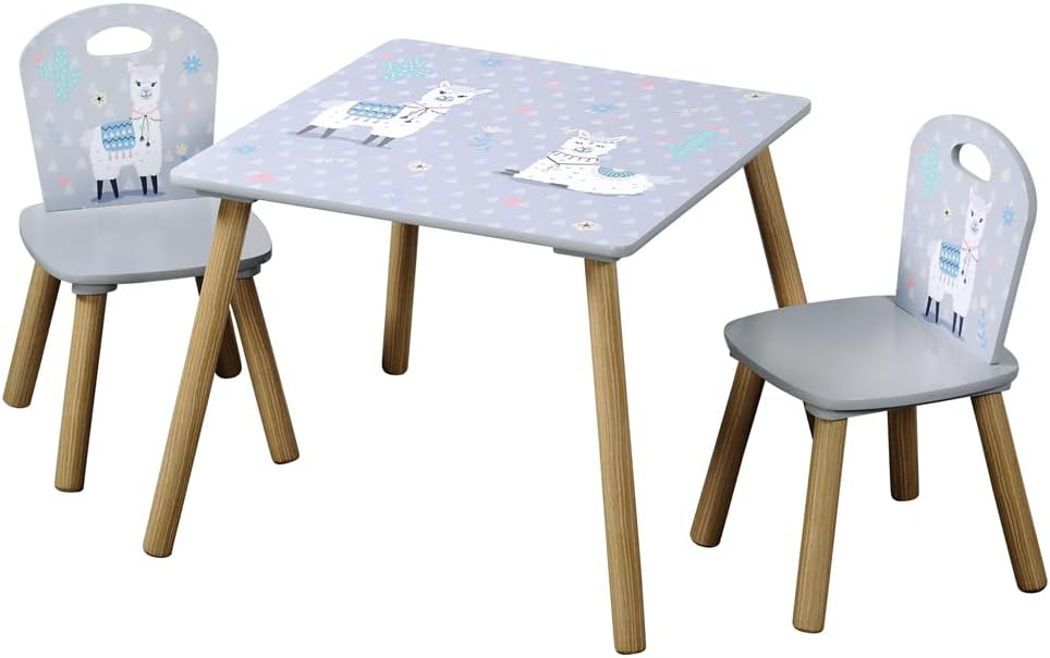 Kindertisch mit 2 Stühlen, Grau