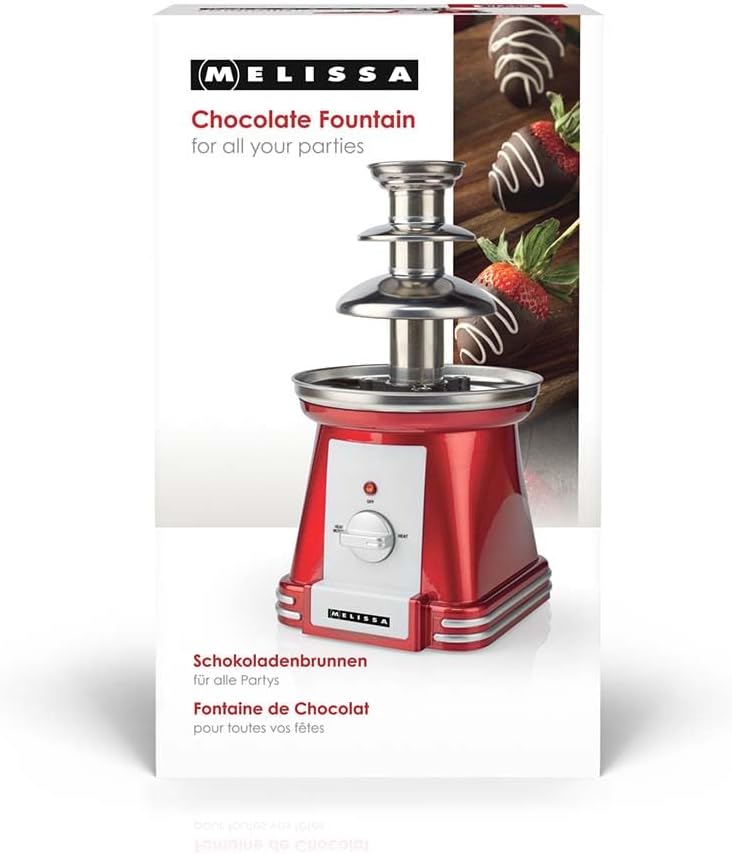 Schokoladenbrunnen | 90 W | 32 cm | 3 Metall-Etagen | Rot / Weiss