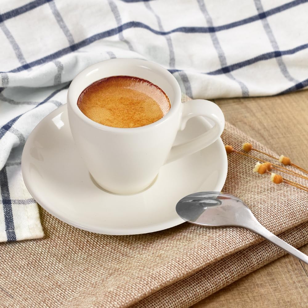 Espressotassen-Set mit Untertassen, Weiss