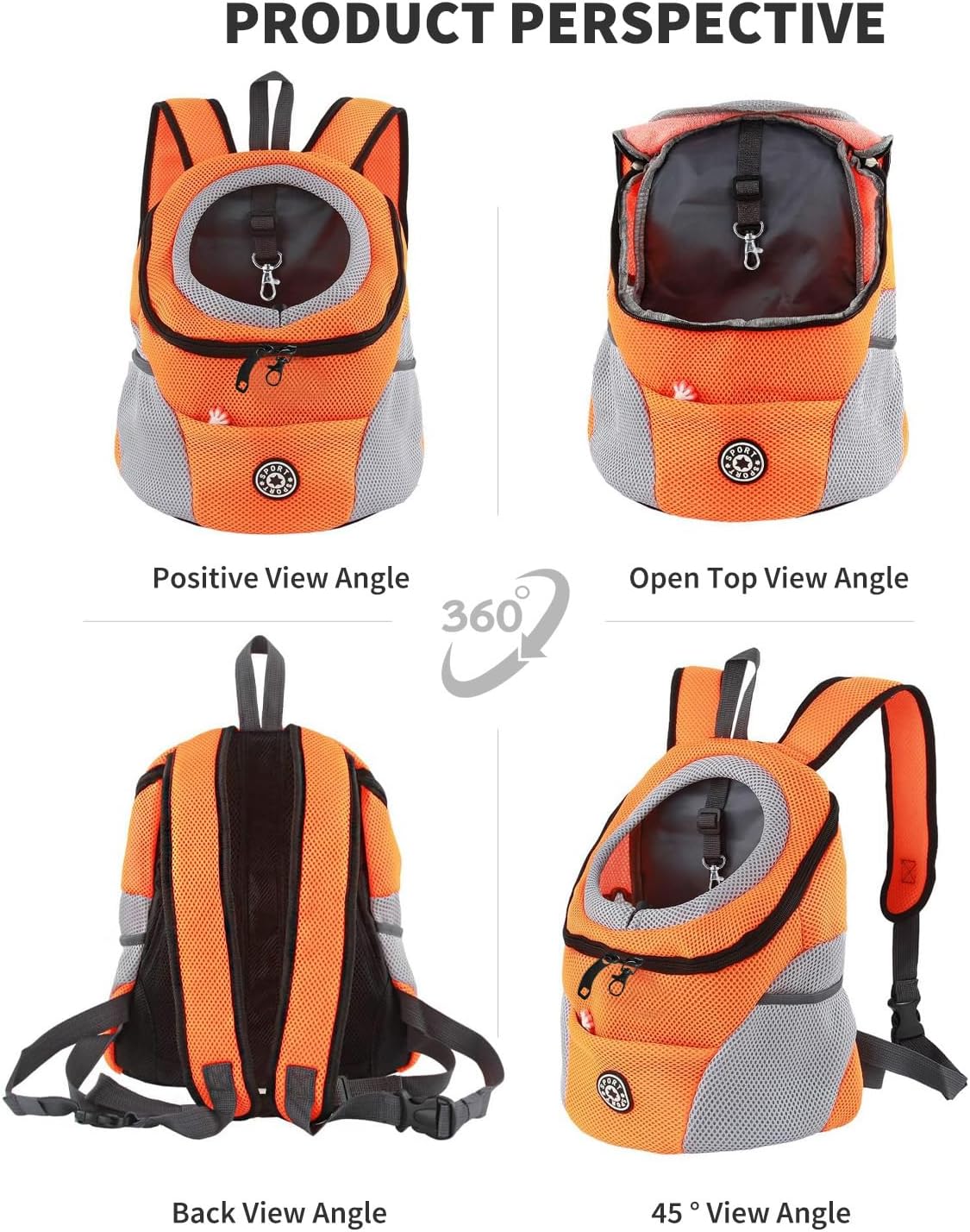Hundetragerucksack für kleine Hunde, M Orange