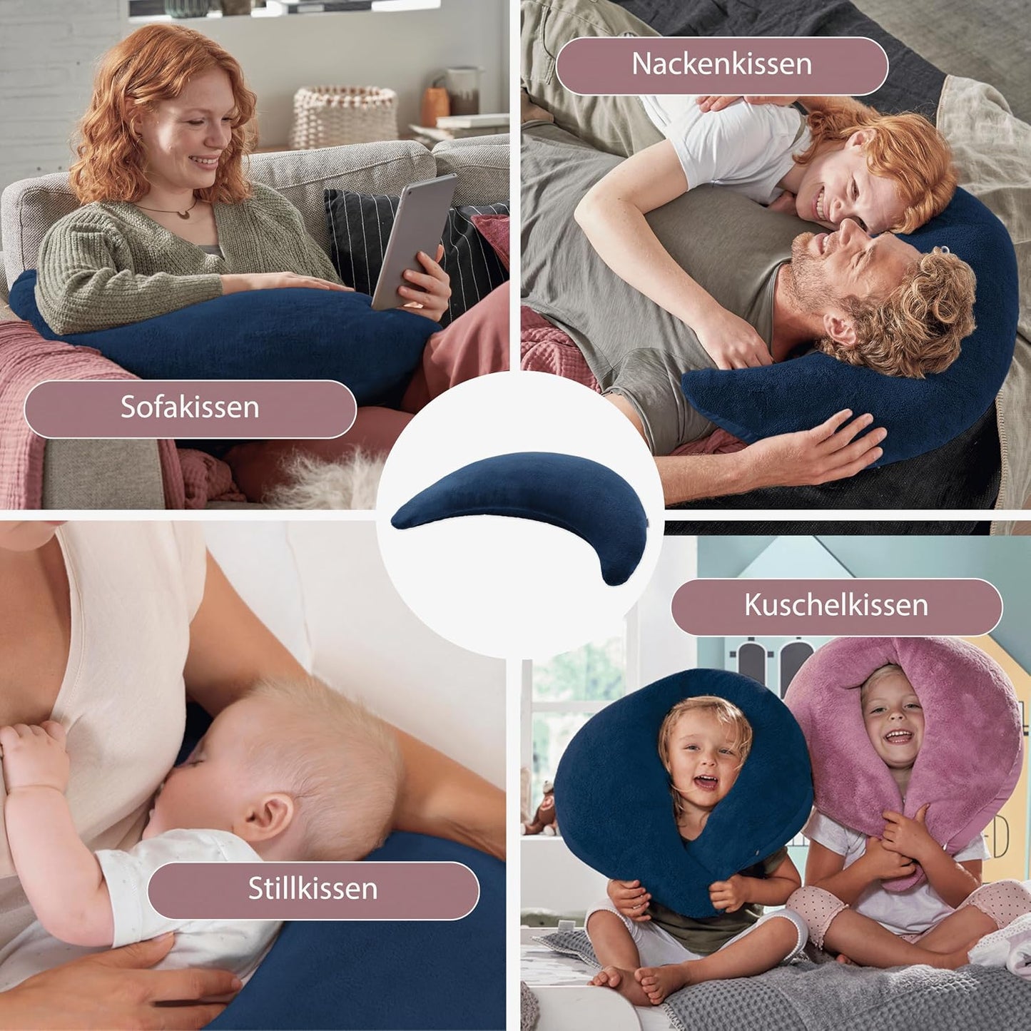 Ergonomisches Still- und Nackenkissen, Dunkelblau