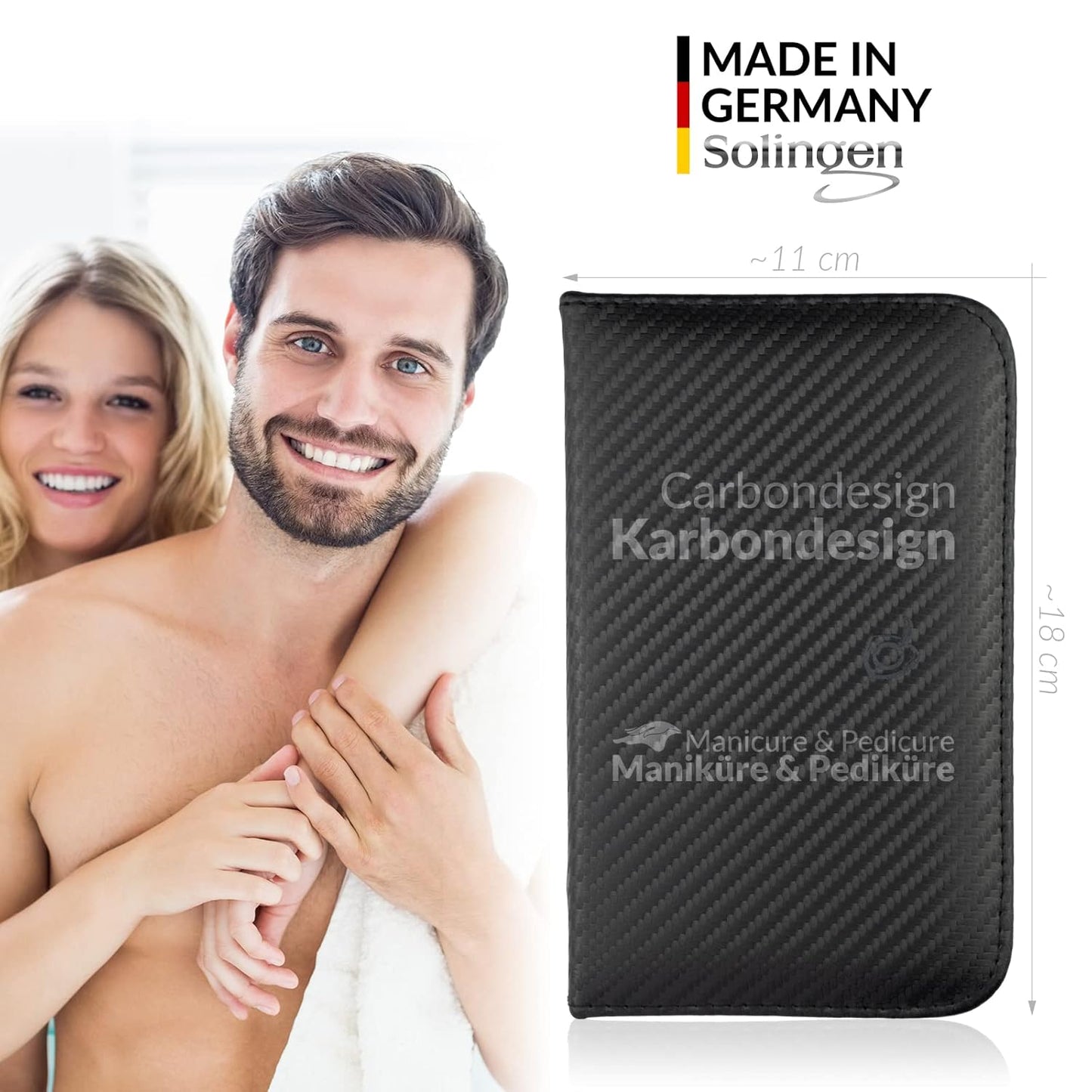 12-teiliges Maniküre- und Pediküre-Set, Carbon