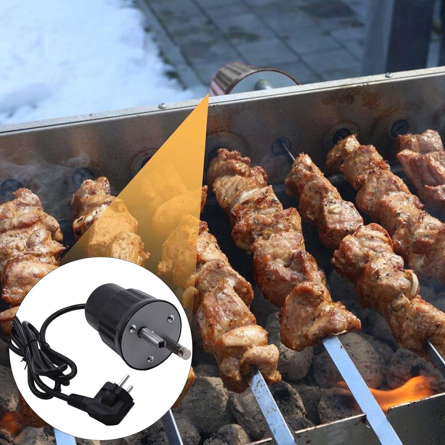 Elektrischer Grill-Drehmotor für Rotisserie Spiess, Schwarz