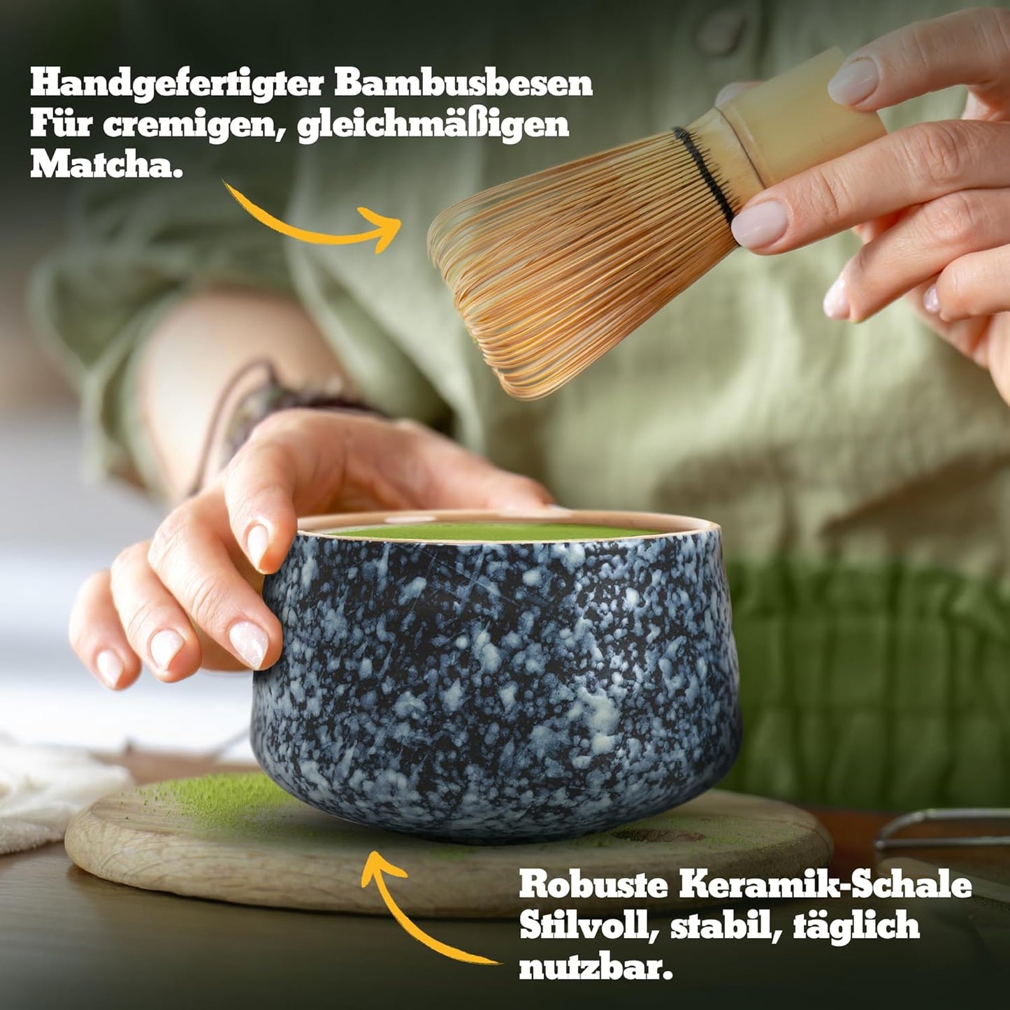 4-teiliges Matcha-Tee-Set, Schwarz