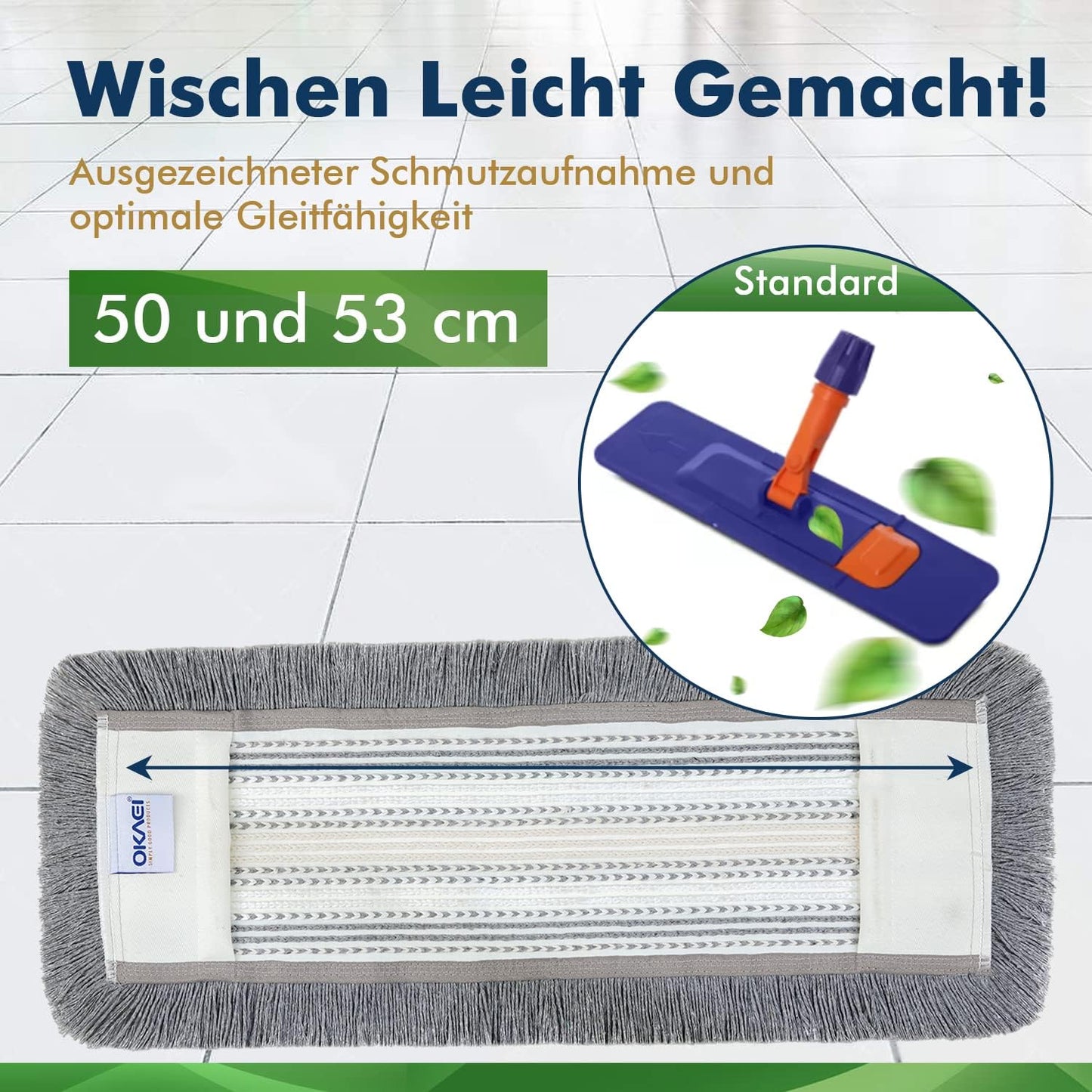10-teiliges Wischmopp-Bezug-Set, 50 cm Hospital Grau