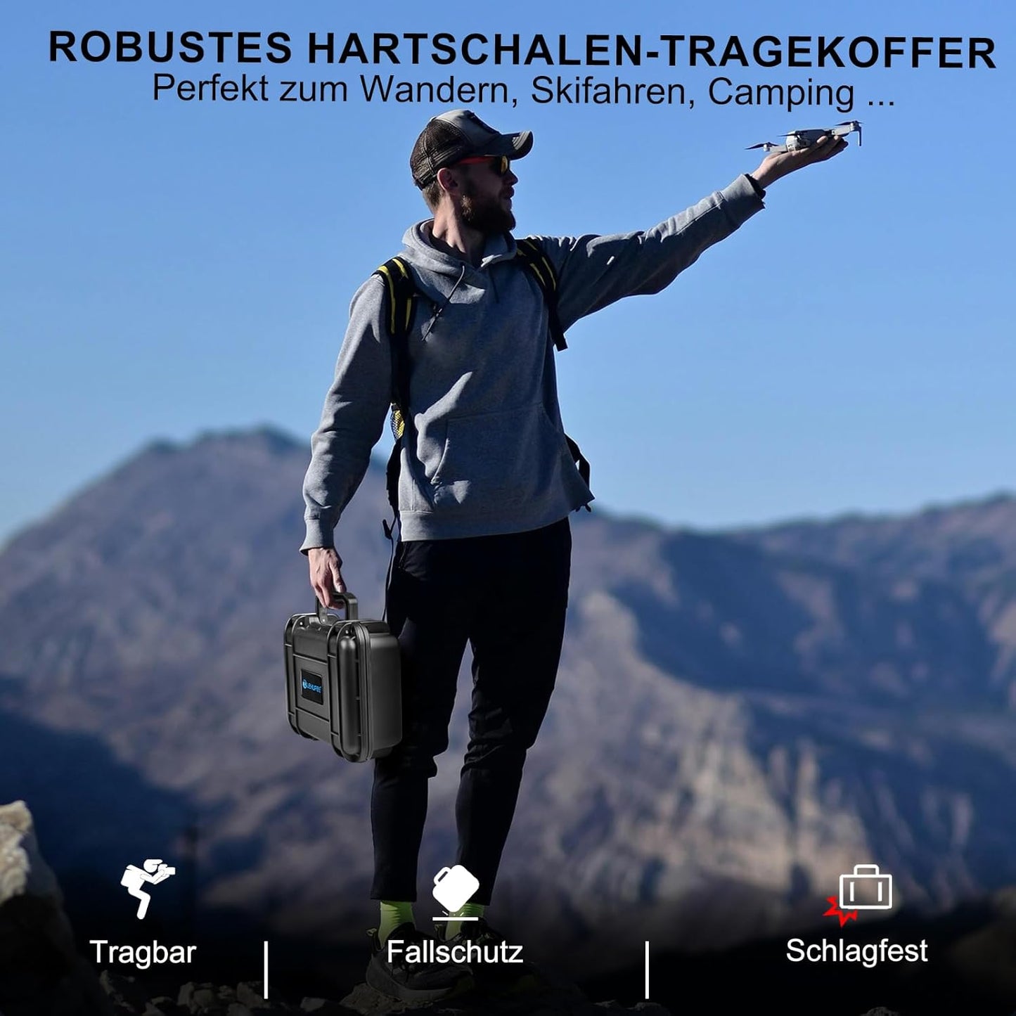Wasserdichte Drohnen-Tragetasche für DJI Mini 2/2 SE, Eva-schaumfarbe - Schwarz