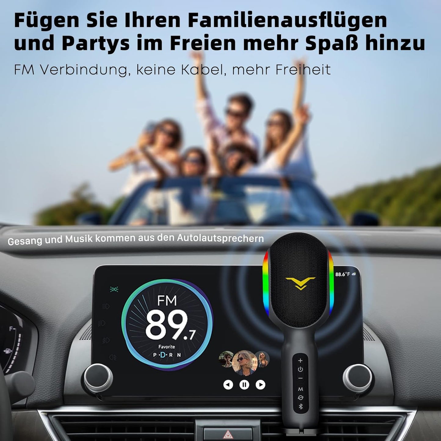 Karaoke-Mikrofon mit Bluetooth und Aufnahmefunktion, Grau