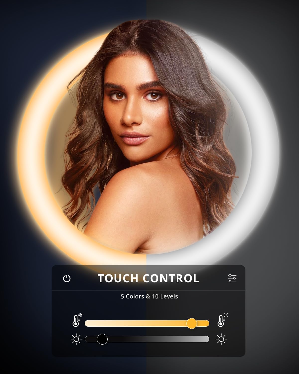 Ringlicht mit Stativ für Video & Streaming, Touch-Steuerung Weiß, Warm, Tageslicht