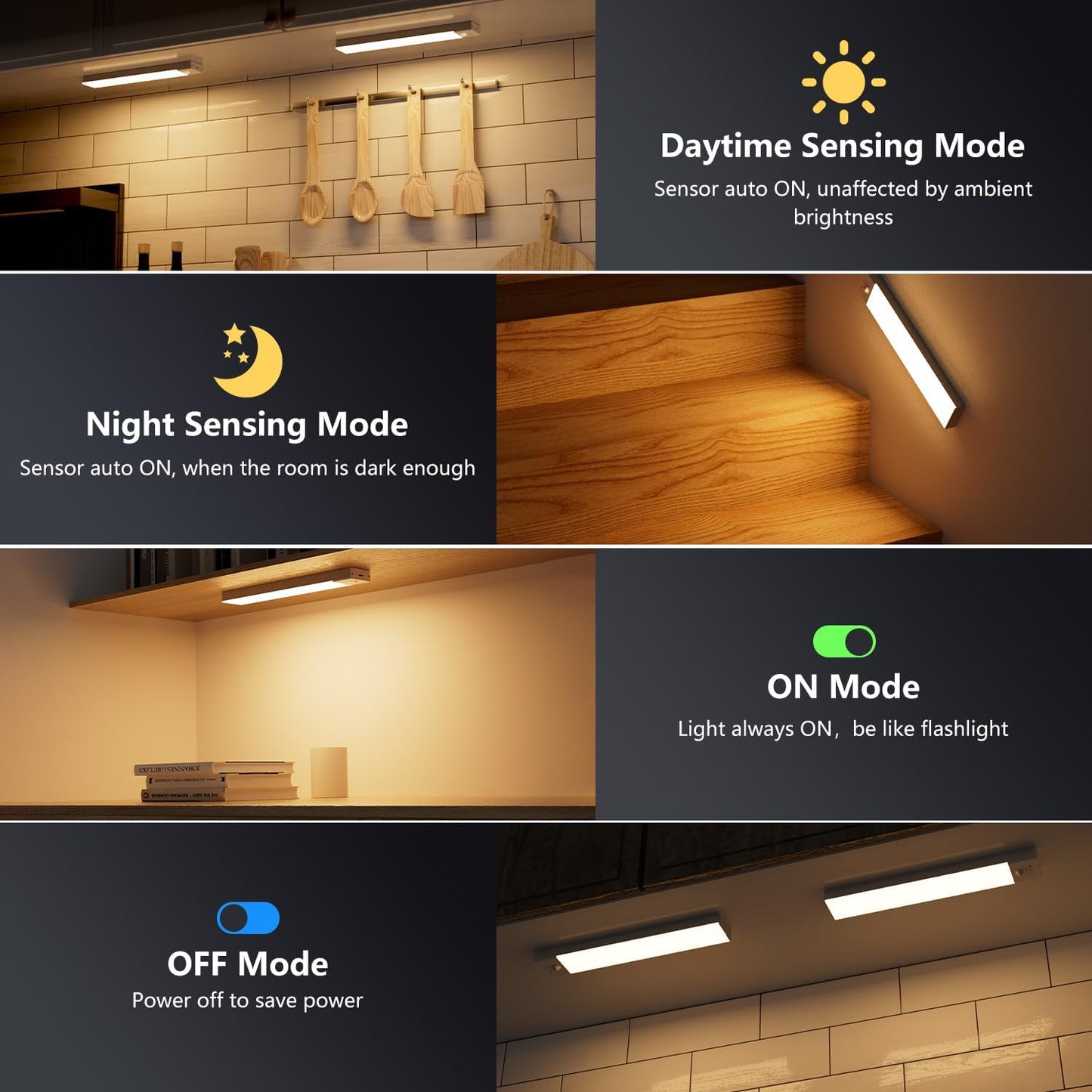 2er-Set LED-Schrankbeleuchtung mit Bewegungsmelder, Warmweiß 3000k 23CM - 2 Stück