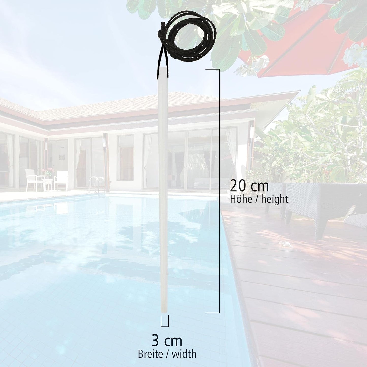 Sinkendes Poolthermometer mit Schnur, Weiss
