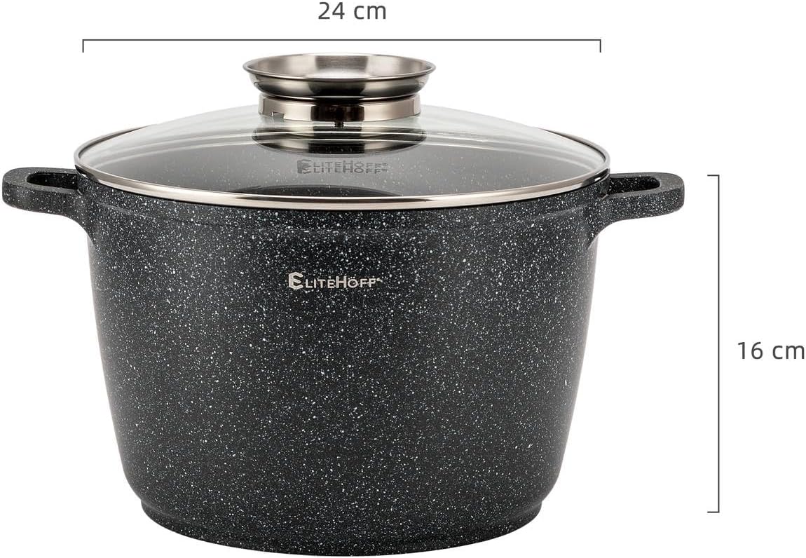 Kochtopf aus Aluminiumguss, Schwarz 6,5L Ø 24 cm