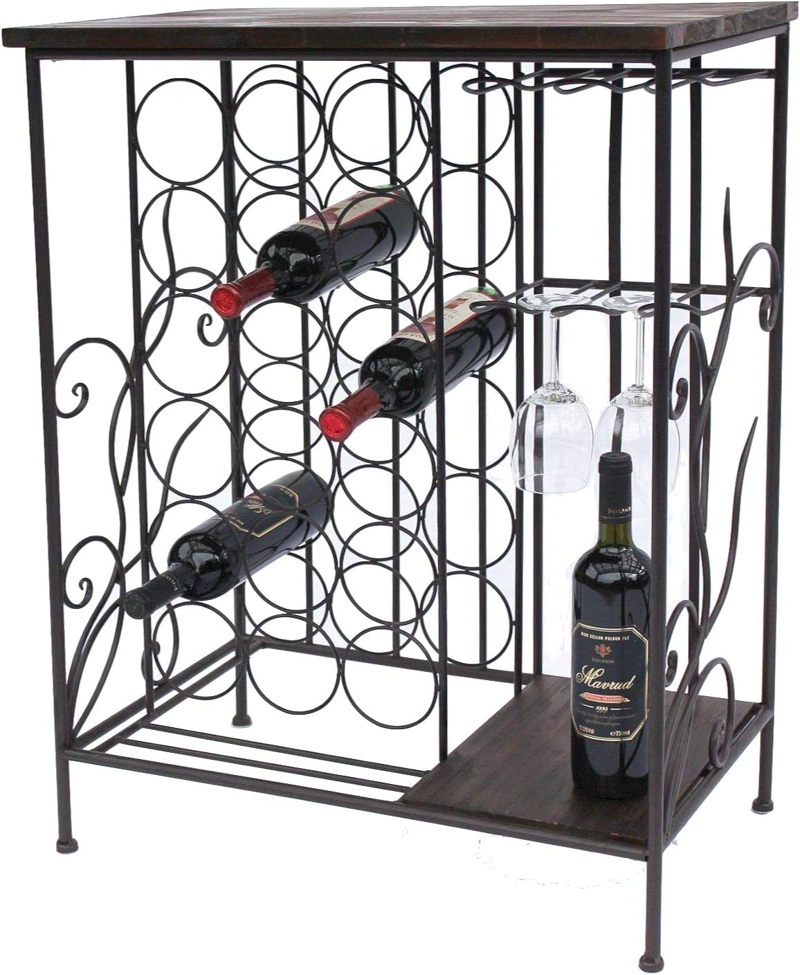 Weinregal mit Glashalter und Ablage 12977