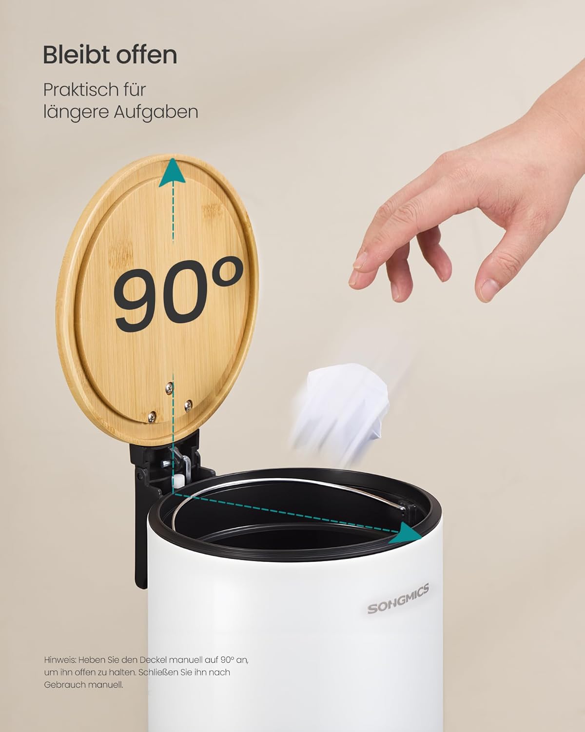 Kosmetikeimer mit Softclose-Deckel, Wolkenweiss 3 L