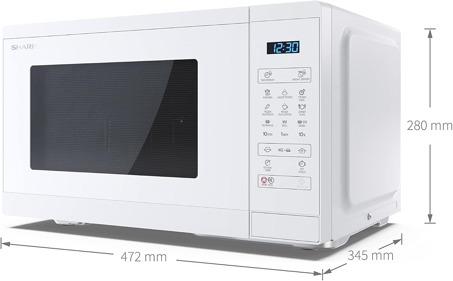 Mikrowelle mit Grillfunktion, Kristallweiss 25 Liter, 900W Grill, Digital