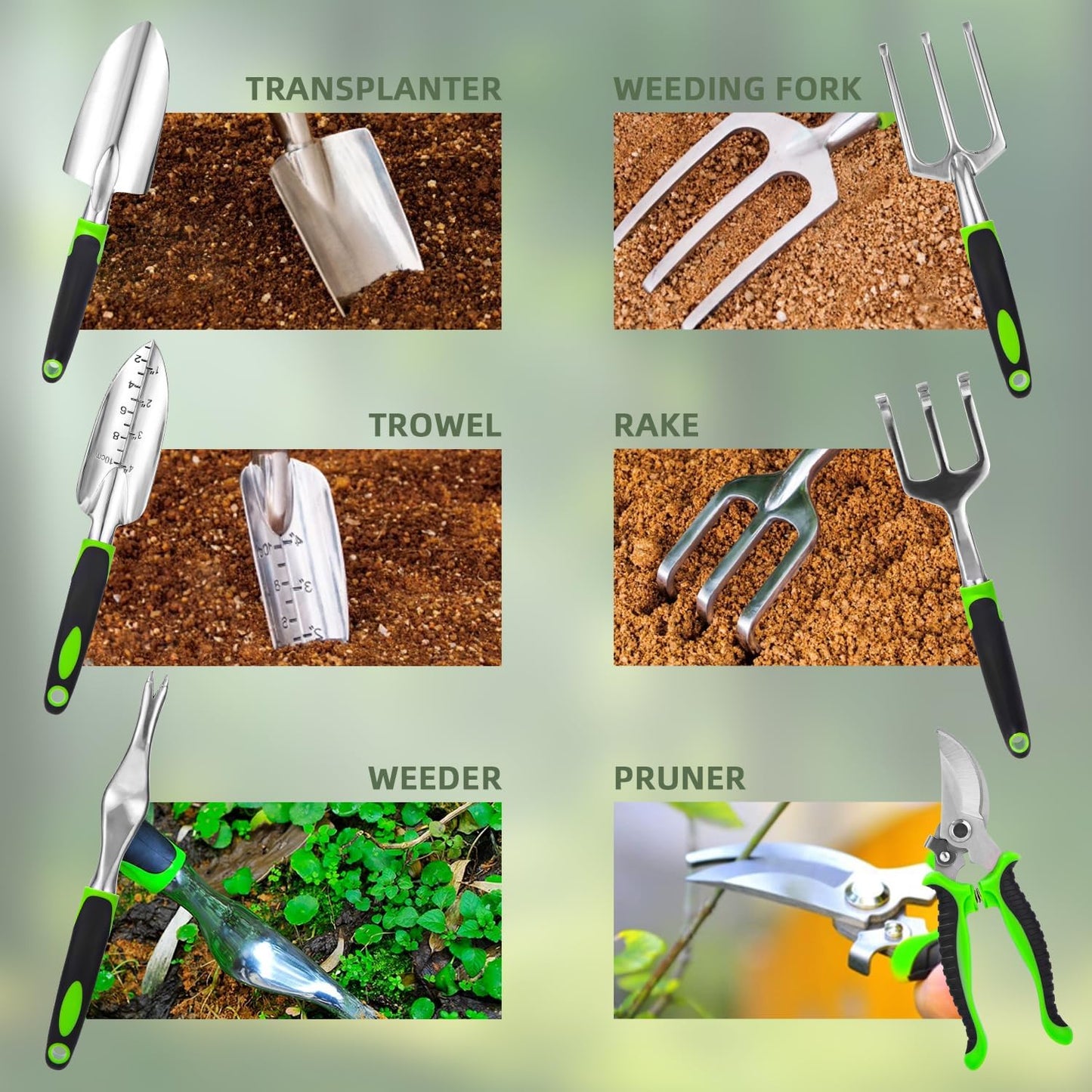 9-teiliges Gartenwerkzeug Set mit Aufbewahrungstasche