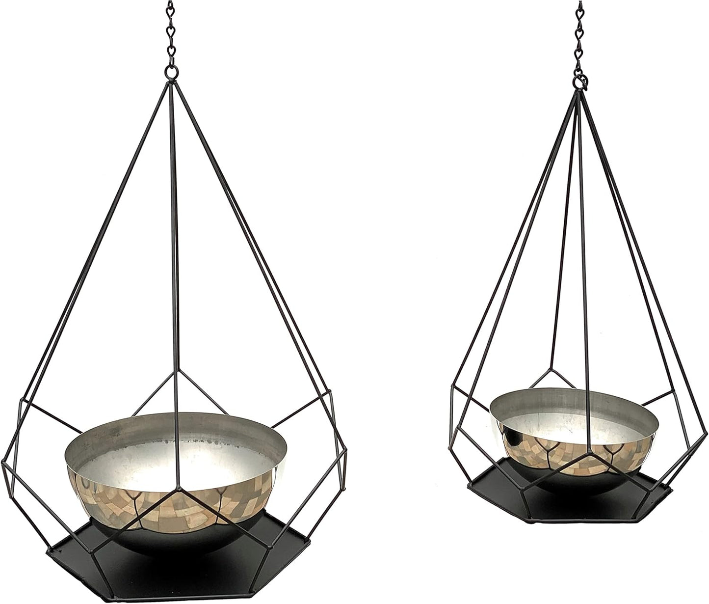 2er-Set Blumenampeln mit Topf im 6-Eck Design