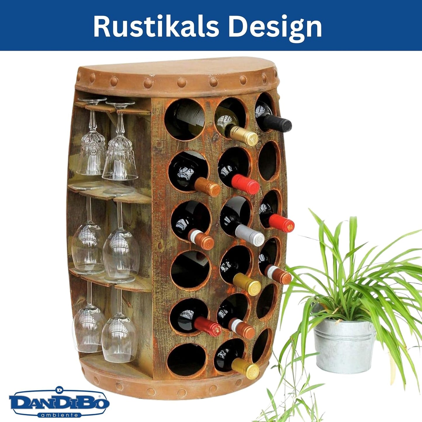 Weinfass Flaschenregal & Beistelltisch 1486