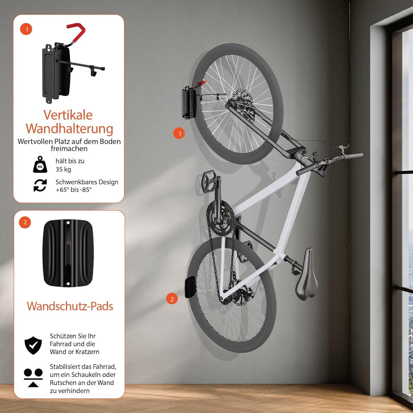 Schwenkbare Velo Wandhalterung