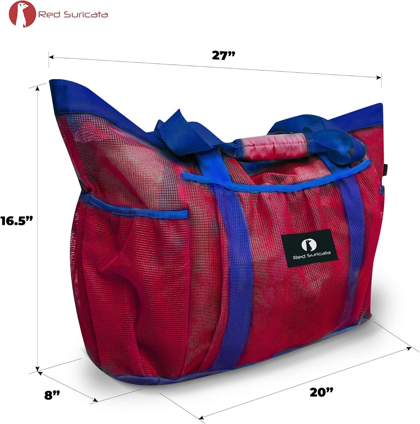 Netz-Strandtasche, Rot/Blau