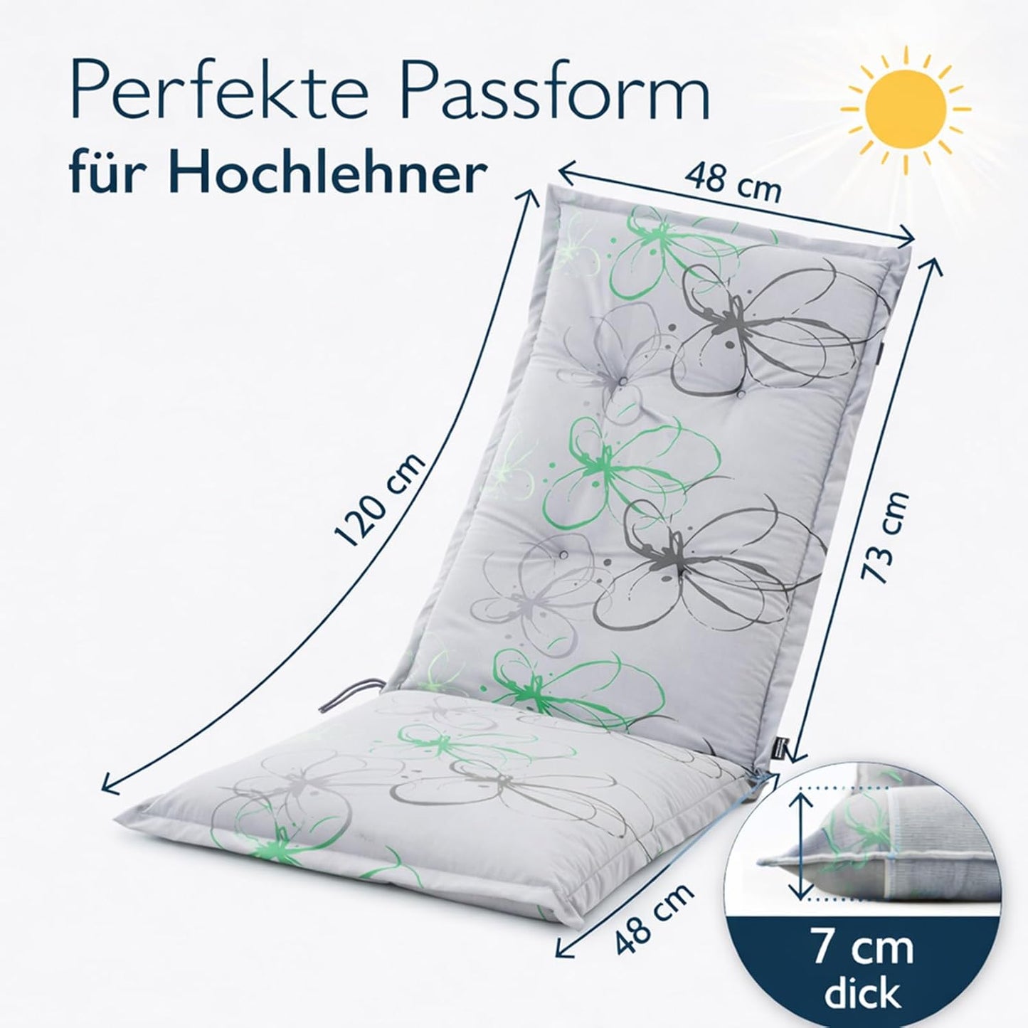 2er-Set Auflagen für Hochlehner-Gartenstühle, Motiv 4 2x Hochlehner