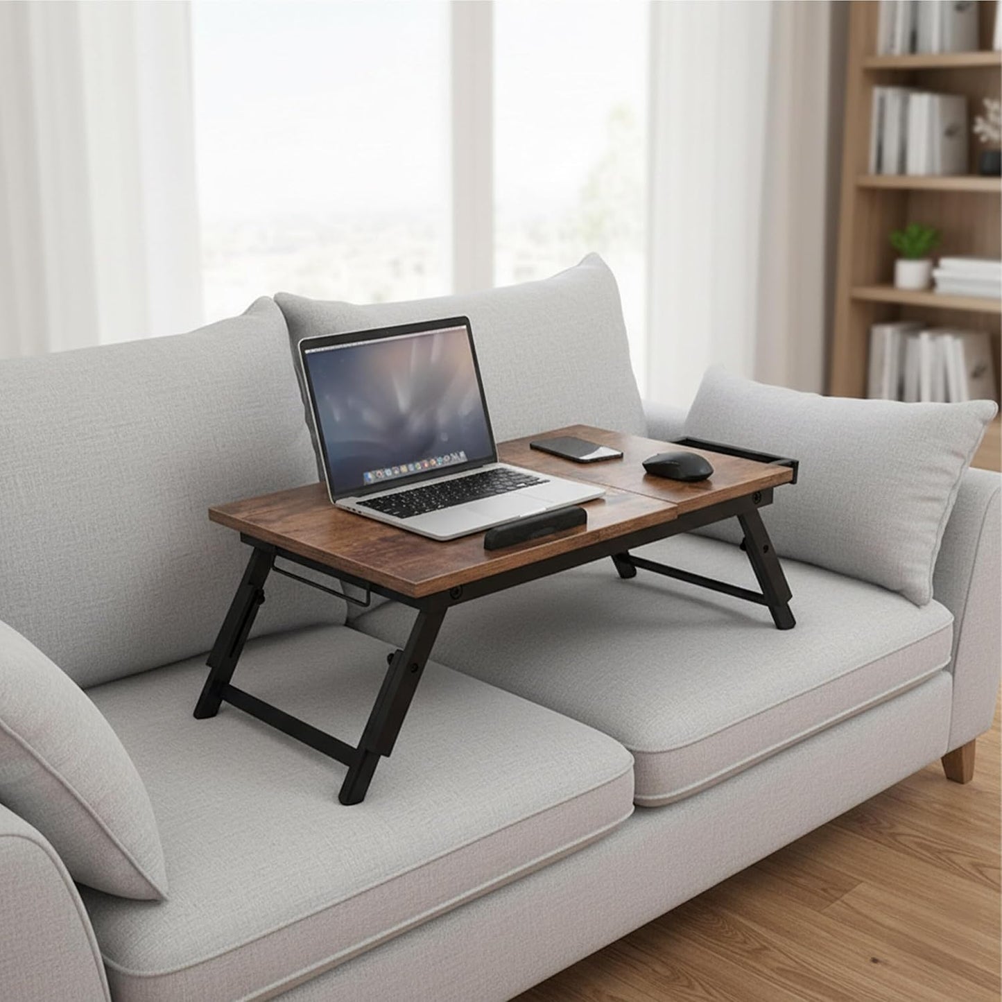 Klappbarer Laptoptisch, Dunkelbraun/Schwarz