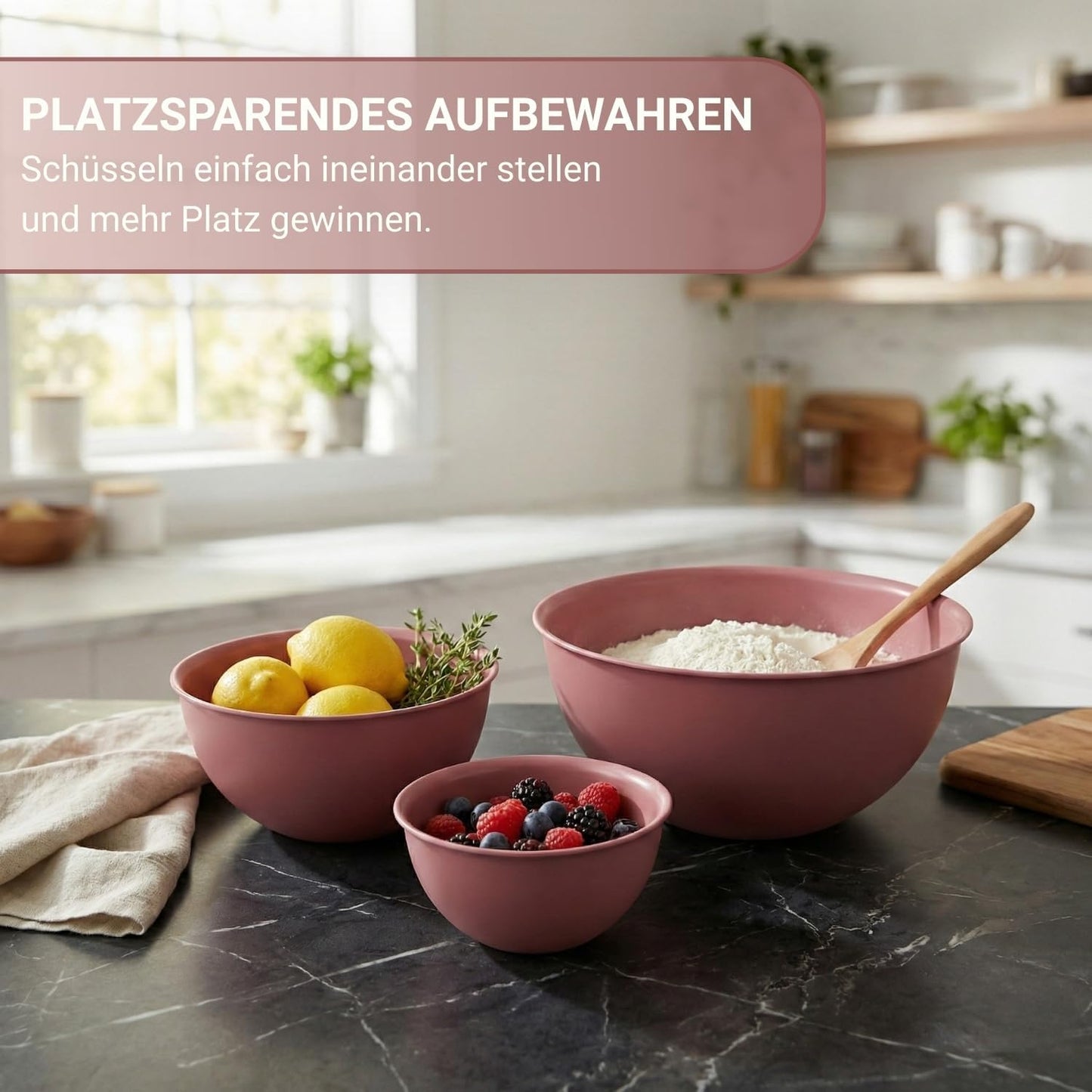 Salatschüssel, spülmaschinen- & mikrowellengeeignet, Rosa 2 l