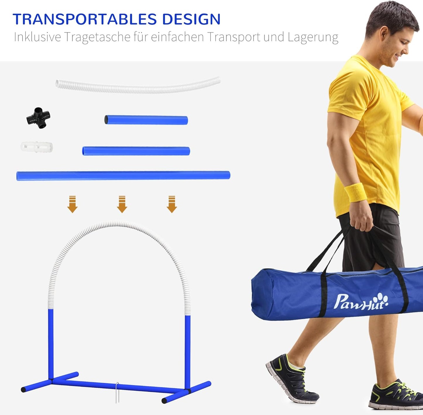 Hunde-Agility-Trainingsset mit Tragetasche, Blau+Weiss