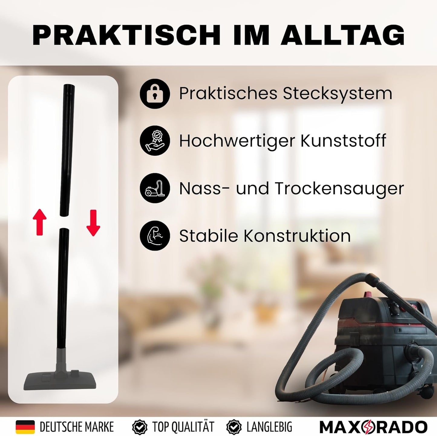 2 Stück Staubsauger-Verlängerungsrohr für Kärcher WD-Serie